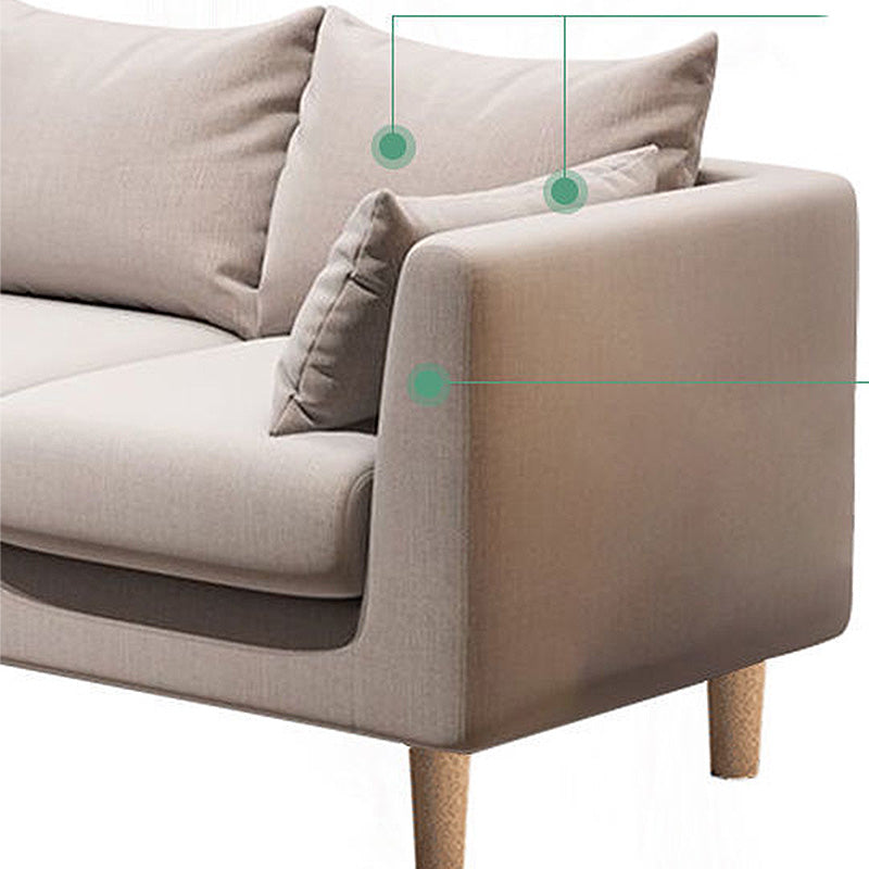 Sofá con sofá de sofá de brazo cuadrado/lino de 3 asientos con almohada con almohada