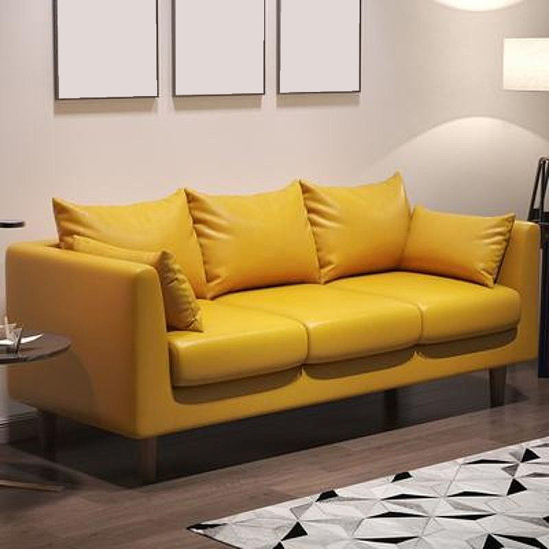 Sofá con sofá de sofá de brazo cuadrado/lino de 3 asientos con almohada con almohada