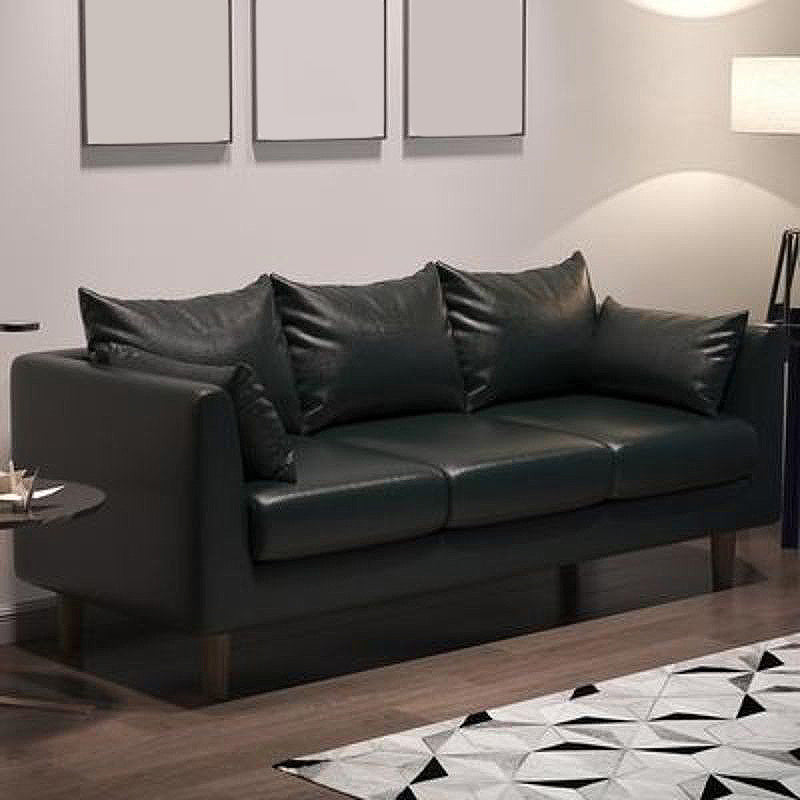 Sofá con sofá de sofá de brazo cuadrado/lino de 3 asientos con almohada con almohada