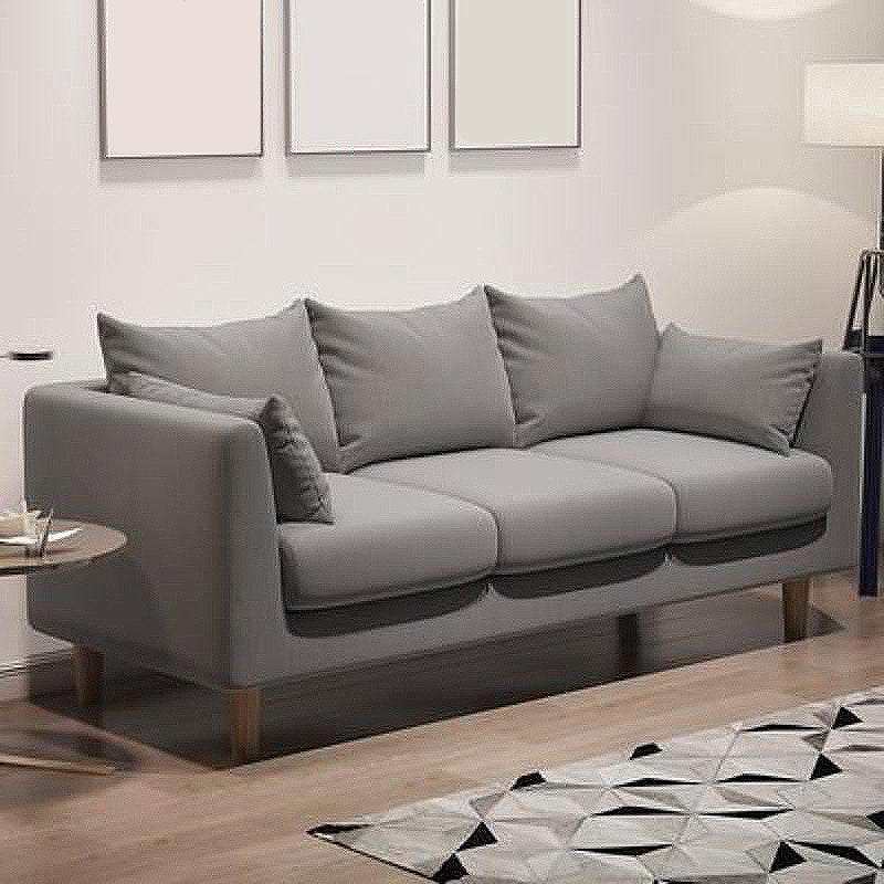 Sofá con sofá de sofá de brazo cuadrado/lino de 3 asientos con almohada con almohada