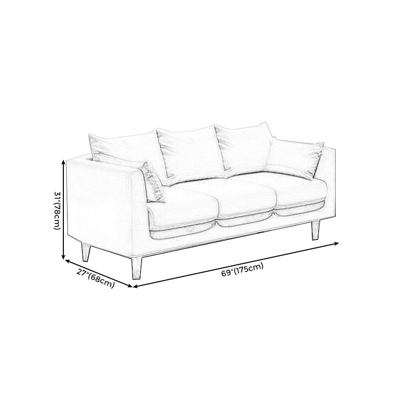 Sofá con sofá de sofá de brazo cuadrado/lino de 3 asientos con almohada con almohada