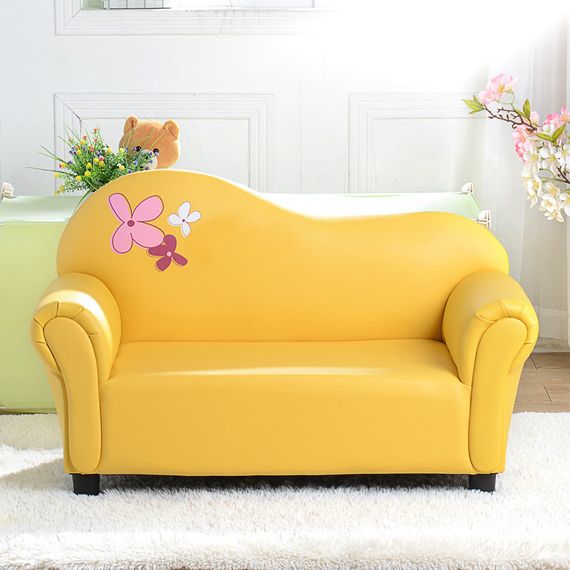 Faux Leather Tight Back Rolled Arm Stain Resistant Settee Bench Yellow Clearhalo 'furn' 'furn_sofas' 'Furniture' 'Living Room Furniture' 'Sofa' 'sofas' 5353264