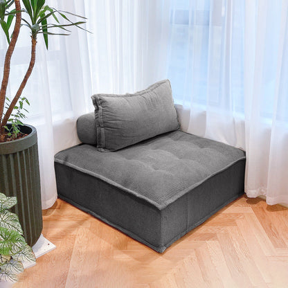 Linen Chair 31.4" L x 31.4" W x 27.5" H Armless Chair for Living Room Light Gray Clearhalo 'Accent Chairs' 'accent_chairs' 'Chairs & Seating' 'furn' 'furn_accent_chairs' 'Furniture' 'Living Room Furniture' 5353330