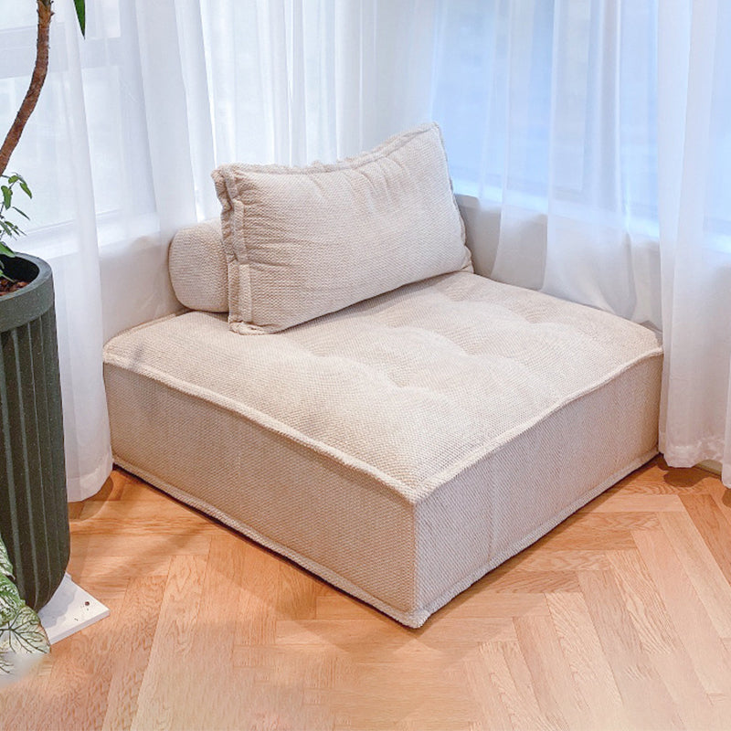 Linen Chair 31.4" L x 31.4" W x 27.5" H Armless Chair for Living Room Off-White Clearhalo 'Accent Chairs' 'accent_chairs' 'Chairs & Seating' 'furn' 'furn_accent_chairs' 'Furniture' 'Living Room Furniture' 5353331