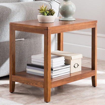 Wood Side 23.6"Tall Contemporary Table Square End Table with Shelf for Living Room