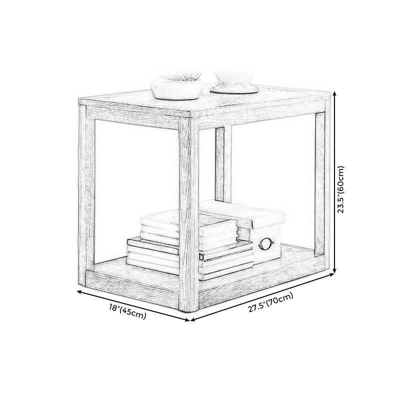 Wood Side 23.6"Tall Contemporary Table Square End Table with Shelf for Living Room