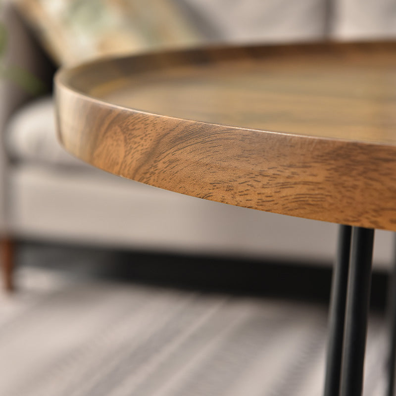 3 Legs Base Design Black Base Plate Countertop Walnut/wood Round Side Table