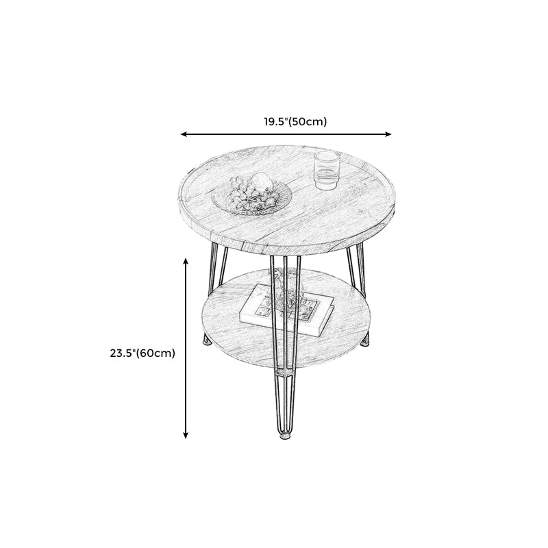 3 Legs Base Design Black Base Plate Countertop Walnut/wood Round Side Table