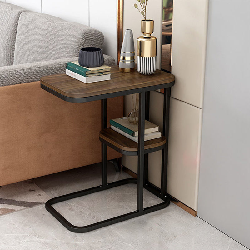 Modern Style Metal Base Manufactured Wood Top Rectangular Side Table