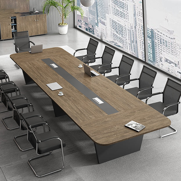 Wooden Curved Writing Desk Industrial Style Cable Management Office Desk Clearhalo 'furn' 'furn_office_desk' 'Furniture' 'Office Desks' 'Office Furniture' 'office_desk' 5353682