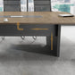 Wooden Curved Writing Desk Industrial Style Cable Management Office Desk Clearhalo 'furn' 'furn_office_desk' 'Furniture' 'Office Desks' 'Office Furniture' 'office_desk' 5353689