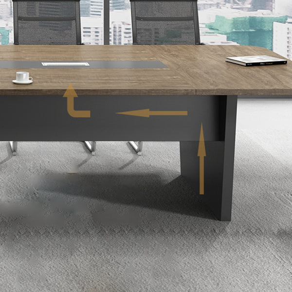 Wooden Curved Writing Desk Industrial Style Cable Management Office Desk Clearhalo 'furn' 'furn_office_desk' 'Furniture' 'Office Desks' 'Office Furniture' 'office_desk' 5353689