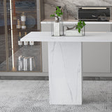 Tavolo da pranzo in pietra bianca tavolo rettangolo industriale tavolo da pranzo con base a slitta