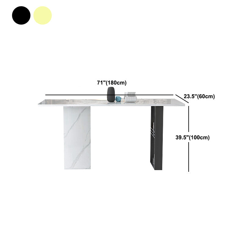 Tavolo da pranzo in pietra bianca tavolo rettangolo industriale tavolo da pranzo con base a slitta