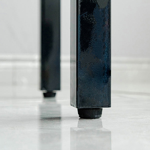 Tavolo da pranzo in pietra rettangolo in pietra tavolo da pranzo industriale con base di cavalletto in nero