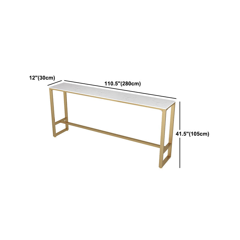 Rectangle Stone Bar Dining Table Modern Bar Table with Trestle Base