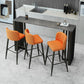 Rectangle Stone Bar Table Contemporary Bar Table with Double Pedestal Base 47.2"L x 15.7"W x 41.3"H Gray Without Chairs Clearhalo 'Bar Furniture' 'Bar Tables' 'bar_tables' 'furn' 'furn_bar_tables' 'Furniture' 'Kitchen & Dining Furniture' 5356326