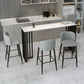 Rectangle Stone Bar Table Contemporary Bar Table with Double Pedestal Base 63"L x 15.7"W x 41.3"H White Without Chairs Clearhalo 'Bar Furniture' 'Bar Tables' 'bar_tables' 'furn' 'furn_bar_tables' 'Furniture' 'Kitchen & Dining Furniture' 5356329