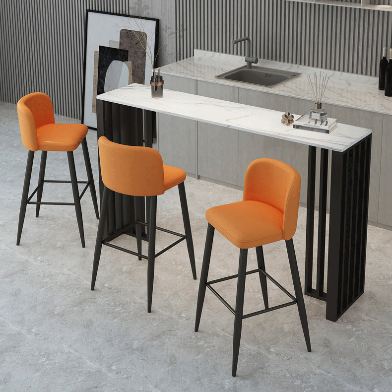 Rectangle Stone Bar Table Contemporary Bar Table with Double Pedestal Base 39.4"L x 15.7"W x 41.3"H White Without Chairs Clearhalo 'Bar Furniture' 'Bar Tables' 'bar_tables' 'furn' 'furn_bar_tables' 'Furniture' 'Kitchen & Dining Furniture' 5356330
