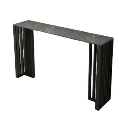 Rectangle Stone Bar Table Contemporary Bar Table with Double Pedestal Base Gray Without Chairs Clearhalo 'Bar Furniture' 'Bar Tables' 'bar_tables' 'furn' 'furn_bar_tables' 'Furniture' 'Kitchen & Dining Furniture' 5356331