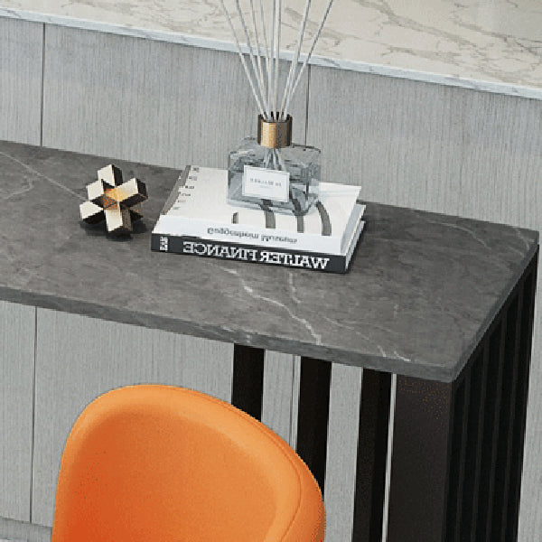 Rectangle Stone Bar Table Contemporary Bar Table with Double Pedestal Base Clearhalo 'Bar Furniture' 'Bar Tables' 'bar_tables' 'furn' 'furn_bar_tables' 'Furniture' 'Kitchen & Dining Furniture' 5356332