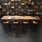 Industrial Rectangle Bar Dining Table Solid Wood Bar Dining Table with Trestle Base 78.7"L x 15.7"W x 41.3"H Without Chairs Clearhalo 'Bar Furniture' 'Bar Tables' 'bar_tables' 'furn' 'furn_bar_tables' 'Furniture' 'Kitchen & Dining Furniture' 5356372