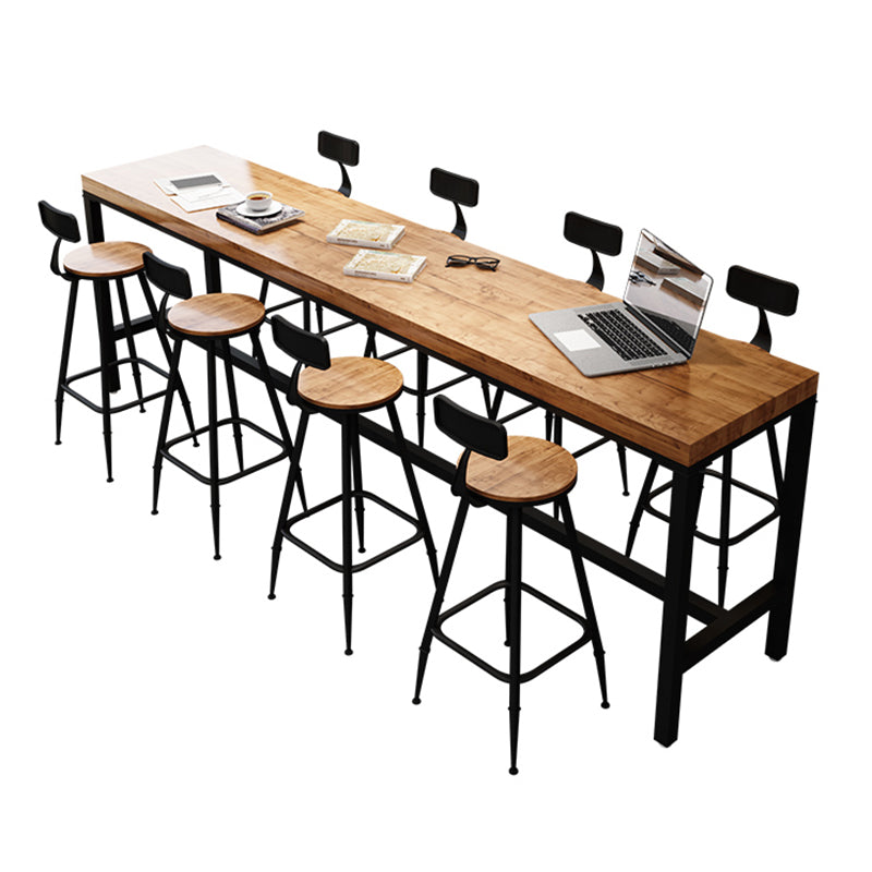 Industrial Rectangle Bar Dining Table Solid Wood Bar Dining Table with Trestle Base Clearhalo 'Bar Furniture' 'Bar Tables' 'bar_tables' 'furn' 'furn_bar_tables' 'Furniture' 'Kitchen & Dining Furniture' 5356375