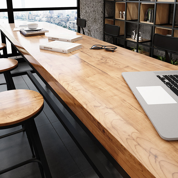 Industrial Rectangle Bar Dining Table Solid Wood Bar Dining Table with Trestle Base Clearhalo 'Bar Furniture' 'Bar Tables' 'bar_tables' 'furn' 'furn_bar_tables' 'Furniture' 'Kitchen & Dining Furniture' 5356376