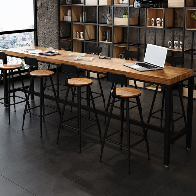 Industrial Rectangle Bar Dining Table Solid Wood Bar Dining Table with Trestle Base Clearhalo 'Bar Furniture' 'Bar Tables' 'bar_tables' 'furn' 'furn_bar_tables' 'Furniture' 'Kitchen & Dining Furniture' 5356378