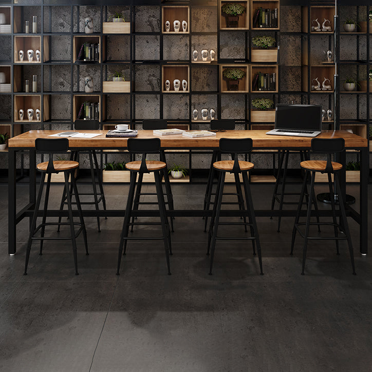 Industrial Rectangle Bar Dining Table Solid Wood Bar Dining Table with Trestle Base Clearhalo 'Bar Furniture' 'Bar Tables' 'bar_tables' 'furn' 'furn_bar_tables' 'Furniture' 'Kitchen & Dining Furniture' 5356379