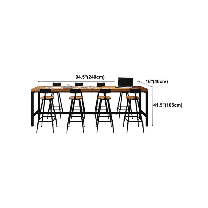 Industrial Rectangle Bar Dining Table Solid Wood Bar Dining Table with Trestle Base Clearhalo 'Bar Furniture' 'Bar Tables' 'bar_tables' 'furn' 'furn_bar_tables' 'Furniture' 'Kitchen & Dining Furniture' 5356384