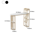 Tavolo da pranzo a barre di pietra rettangolo tradizionale tavolo da bar di lusso con base in slitta in oro