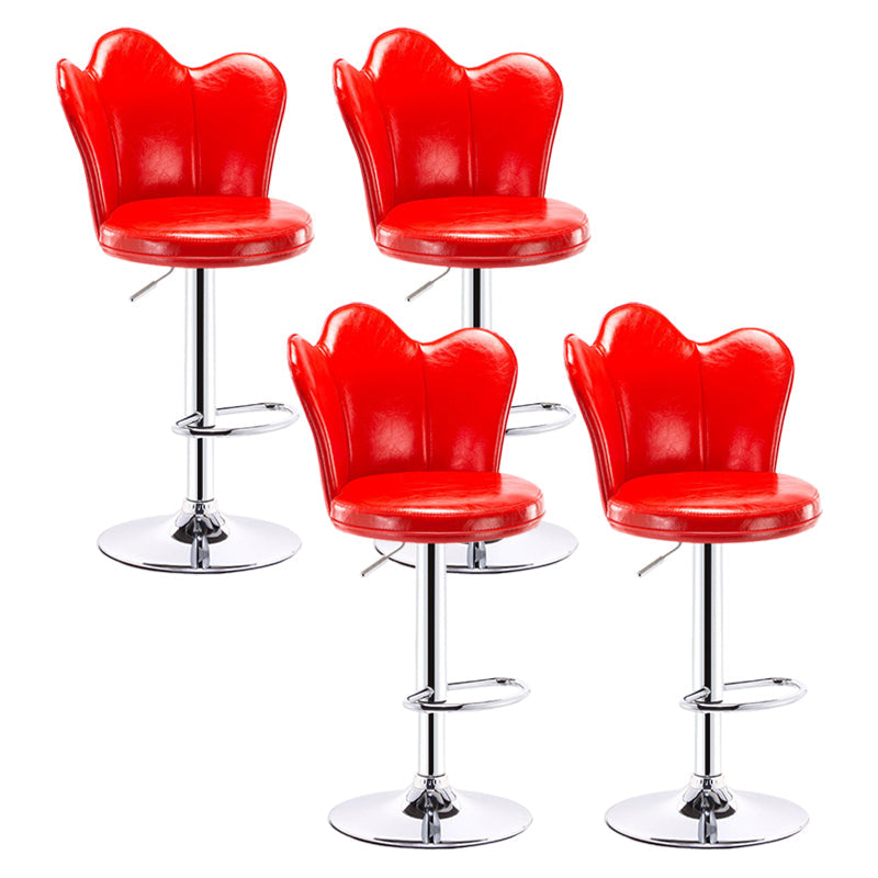 Dining Room Nordic Style Barstool Adjustable Bar Stool with Liftable Pedestal Red 4 Piece Set Bar Stool(31"H) Clearhalo 'Bar Furniture' 'Bar Stools' 'bar_stools' 'furn' 'furn_bar_stools' 'Furniture' 'Kitchen & Dining Furniture' 5356559