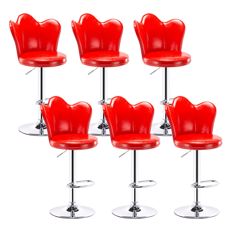 Dining Room Nordic Style Barstool Adjustable Bar Stool with Liftable Pedestal Red 6 Piece Set Bar Stool(31"H) Clearhalo 'Bar Furniture' 'Bar Stools' 'bar_stools' 'furn' 'furn_bar_stools' 'Furniture' 'Kitchen & Dining Furniture' 5356560