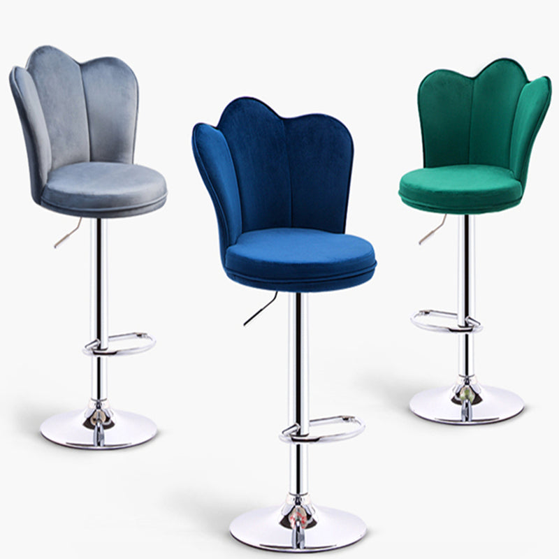 Silla de mostrador de hojas giratorias tapizadas modernas con base de metal con base de metal