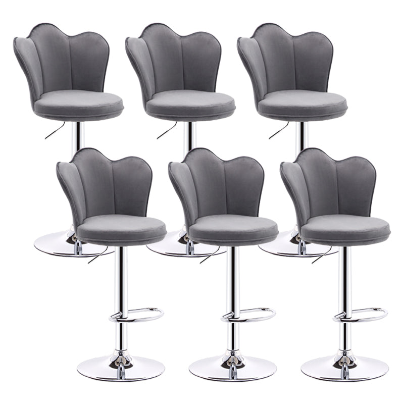 Moderne gestoffeerde draaikrukvoetsteun lage achterste tellerstoel met metalen basis