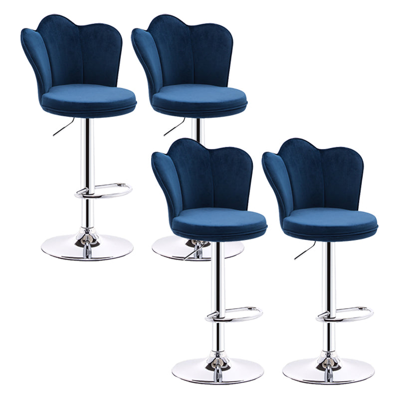 Moderne gestoffeerde draaikrukvoetsteun lage achterste tellerstoel met metalen basis