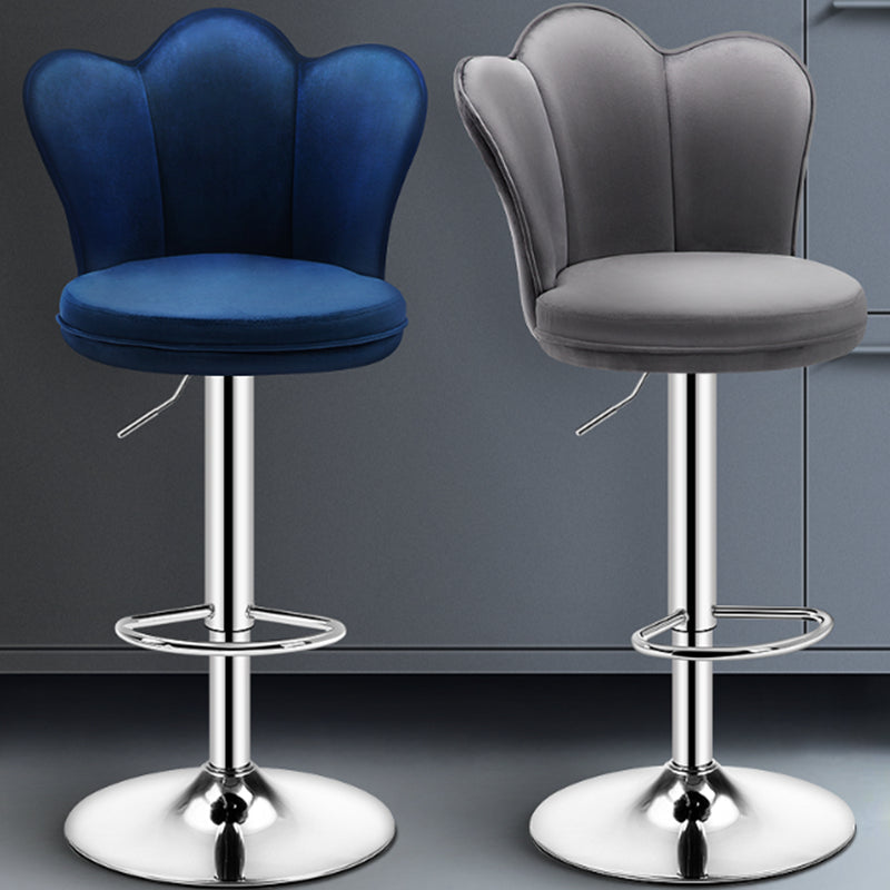 Silla de mostrador de hojas giratorias tapizadas modernas con base de metal con base de metal