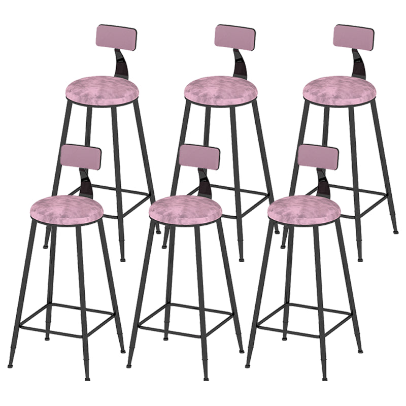 Taburete escandinavo de contra-altura redonda de terciopelo para sala de estar para sala de estar