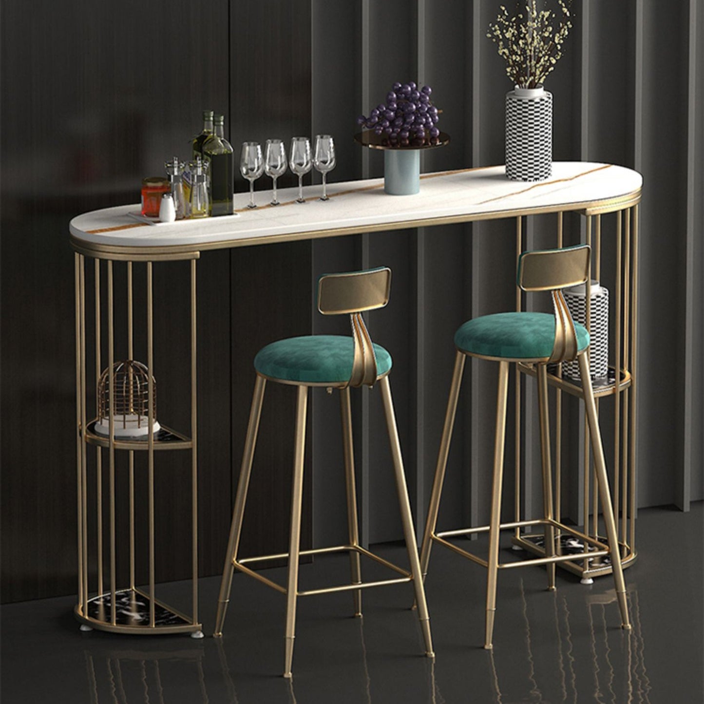 Scandinavian Counter-height Stool Round Velvet Counter Stool for Living Room