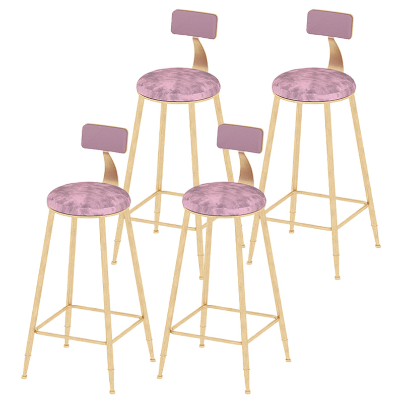 Scandinavian Counter-height Stool Round Velvet Counter Stool for Living Room
