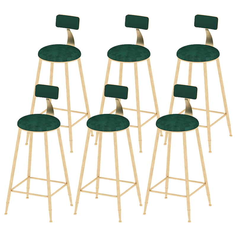 Taburete escandinavo de contra-altura redonda de terciopelo para sala de estar para sala de estar