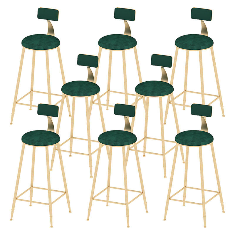 Taburete escandinavo de contra-altura redonda de terciopelo para sala de estar para sala de estar