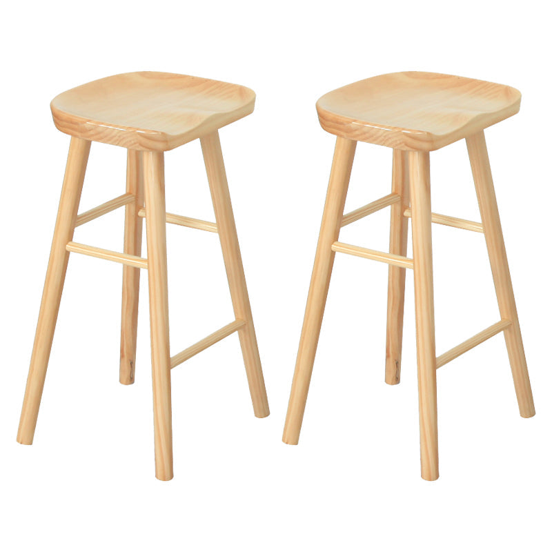 Modern Solid Wood Counter Stools Backless Contoured Seat Bar Stool for Shop 2 Piece Set Clearhalo 'Bar Furniture' 'Bar Stools' 'bar_stools' 'furn' 'furn_bar_stools' 'Furniture' 'Kitchen & Dining Furniture' 5356644
