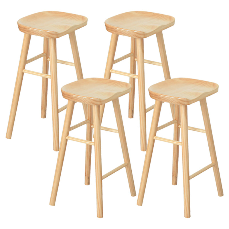 Modern Solid Wood Counter Stools Backless Contoured Seat Bar Stool for Shop 4 Piece Set Clearhalo 'Bar Furniture' 'Bar Stools' 'bar_stools' 'furn' 'furn_bar_stools' 'Furniture' 'Kitchen & Dining Furniture' 5356645