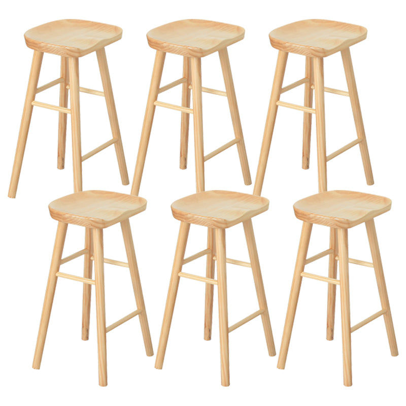 Modern Solid Wood Counter Stools Backless Contoured Seat Bar Stool for Shop 6 Piece Set Clearhalo 'Bar Furniture' 'Bar Stools' 'bar_stools' 'furn' 'furn_bar_stools' 'Furniture' 'Kitchen & Dining Furniture' 5356647
