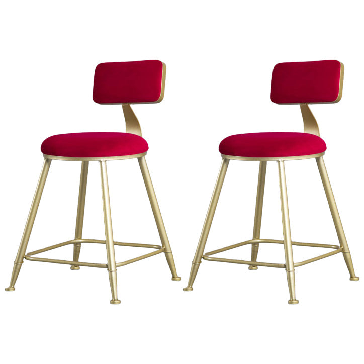 Taburete de respaldo de respaldo sin brazo de glamour taburete de barra de cocina de hierro con pedal y cojín