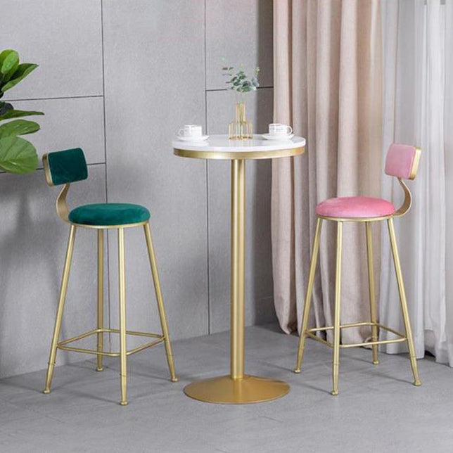 Taburete de respaldo de respaldo sin brazo de glamour taburete de barra de cocina de hierro con pedal y cojín