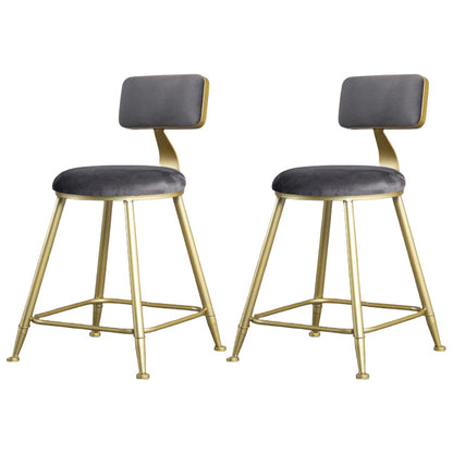 Taburete de respaldo de respaldo sin brazo de glamour taburete de barra de cocina de hierro con pedal y cojín