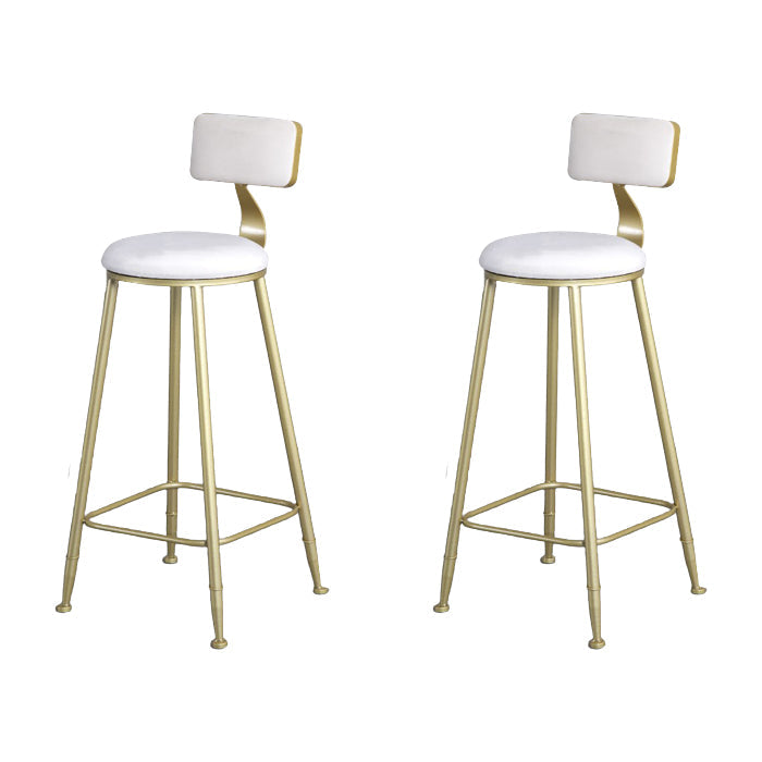 Taburete de respaldo de respaldo sin brazo de glamour taburete de barra de cocina de hierro con pedal y cojín